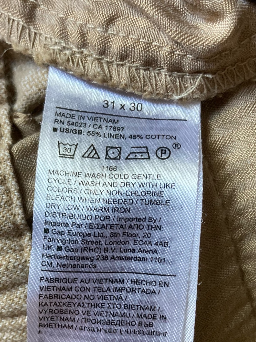 Banana Republic Athletic Fit Linen Cotton Mens 31x30 (26) Beige Pants - Picture 3 of 7